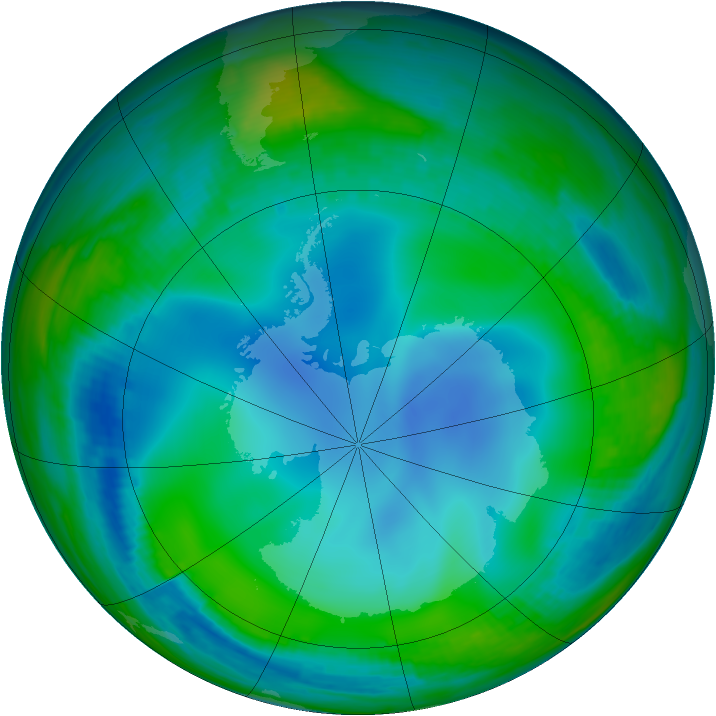 Antarctic ozone map for 02 July 2000